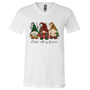 Chillin With My Gnomies Matching Family Christmas Gnome V-Neck T-Shirt