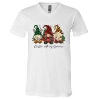 Chillin With My Gnomies Matching Family Christmas Gnome V-Neck T-Shirt