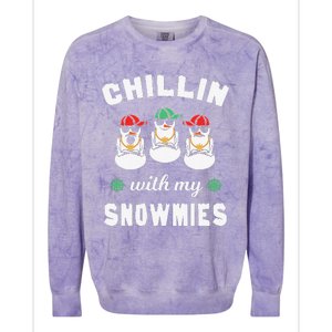 Chillin With My Snowmies Ugly Christmas Snowman Colorblast Crewneck Sweatshirt