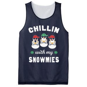 Chillin With My Snowmies Ugly Christmas Snowman Mesh Reversible Basketball Jersey Tank