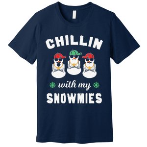 Chillin With My Snowmies Ugly Christmas Snowman Premium T-Shirt