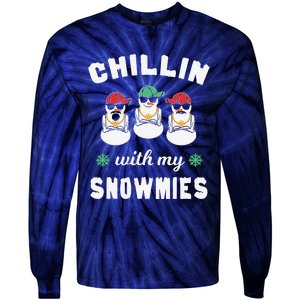 Chillin With My Snowmies Ugly Christmas Snowman Tie-Dye Long Sleeve Shirt