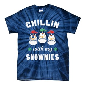 Chillin With My Snowmies Ugly Christmas Snowman Tie-Dye T-Shirt