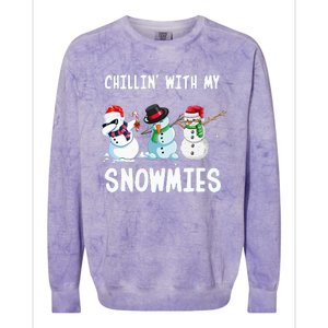 Chillin With My Snowmies Family Pajamas Snowman Christmas Colorblast Crewneck Sweatshirt