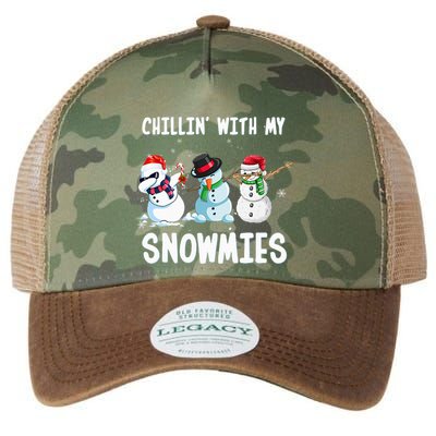 Chillin With My Snowmies Family Pajamas Snowman Christmas Legacy Tie Dye Trucker Hat