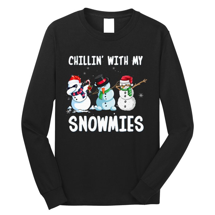 Chillin With My Snowmies Family Pajamas Snowman Christmas Long Sleeve Shirt