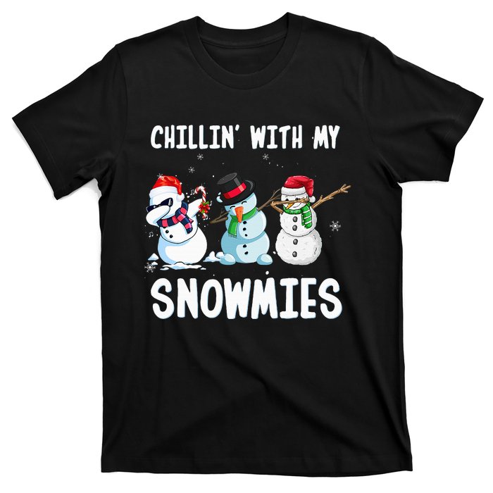 Chillin With My Snowmies Family Pajamas Snowman Christmas T-Shirt