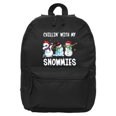 Chillin With My Snowmies Family Pajamas Snowman Christmas 16 in Basic Backpack