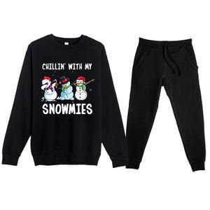 Chillin With My Snowmies Family Pajamas Snowman Christmas Premium Crewneck Sweatsuit Set