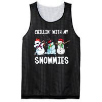 Chillin With My Snowmies Family Pajamas Snowman Christmas Mesh Reversible Basketball Jersey Tank