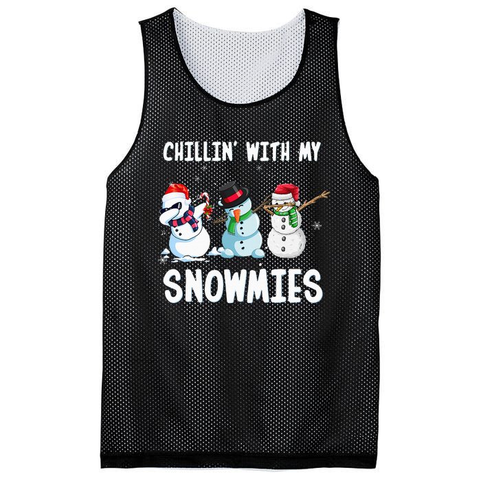 Chillin With My Snowmies Family Pajamas Snowman Christmas Mesh Reversible Basketball Jersey Tank