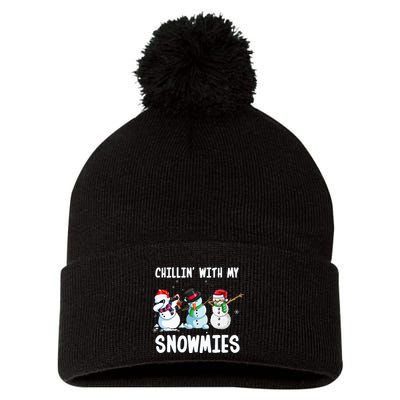 Chillin With My Snowmies Family Pajamas Snowman Christmas Pom Pom 12in Knit Beanie