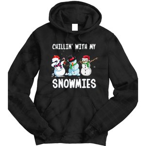 Chillin With My Snowmies Family Pajamas Snowman Christmas Tie Dye Hoodie