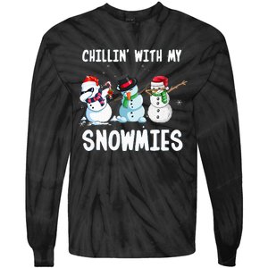 Chillin With My Snowmies Family Pajamas Snowman Christmas Tie-Dye Long Sleeve Shirt