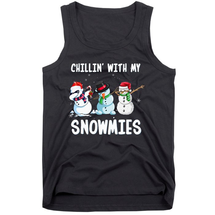 Chillin With My Snowmies Family Pajamas Snowman Christmas Tank Top