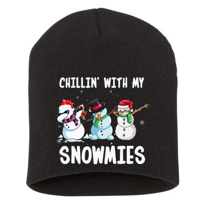 Chillin With My Snowmies Family Pajamas Snowman Christmas Short Acrylic Beanie