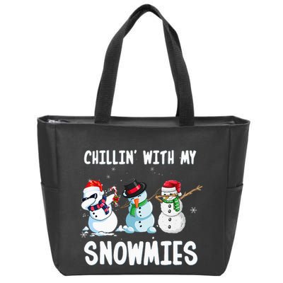 Chillin With My Snowmies Family Pajamas Snowman Christmas Zip Tote Bag