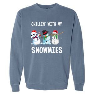 Chillin With My Snowmies Family Pajamas Snowman Christmas Garment-Dyed Sweatshirt