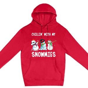 Chillin With My Snowmies Family Pajamas Snowman Christmas Premium Pullover Hoodie