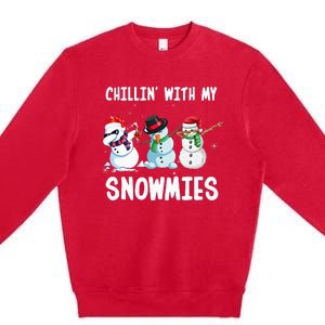 Chillin With My Snowmies Family Pajamas Snowman Christmas Premium Crewneck Sweatshirt