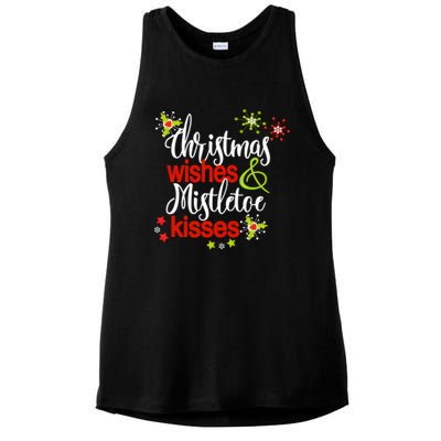 Christmas Wishes Mistletoe Kisses Ladies PosiCharge Tri-Blend Wicking Tank