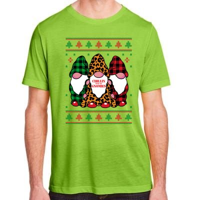 Chillin With My Gnomies Gnomes In Pajamas Ugly Christmas Adult ChromaSoft Performance T-Shirt