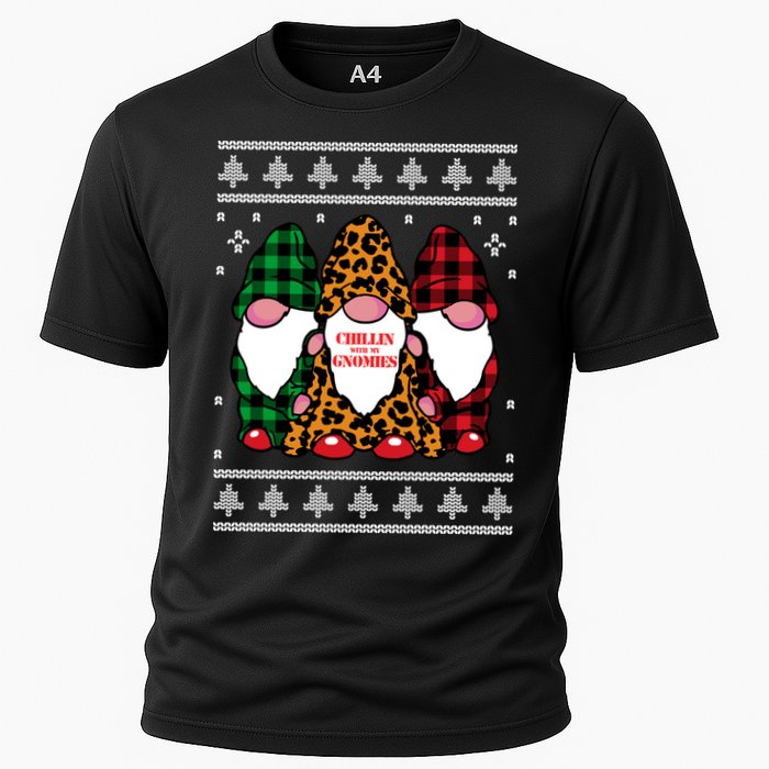 Chillin With My Gnomies Gnomes In Pajamas Ugly Christmas Cooling Performance Crew T-Shirt