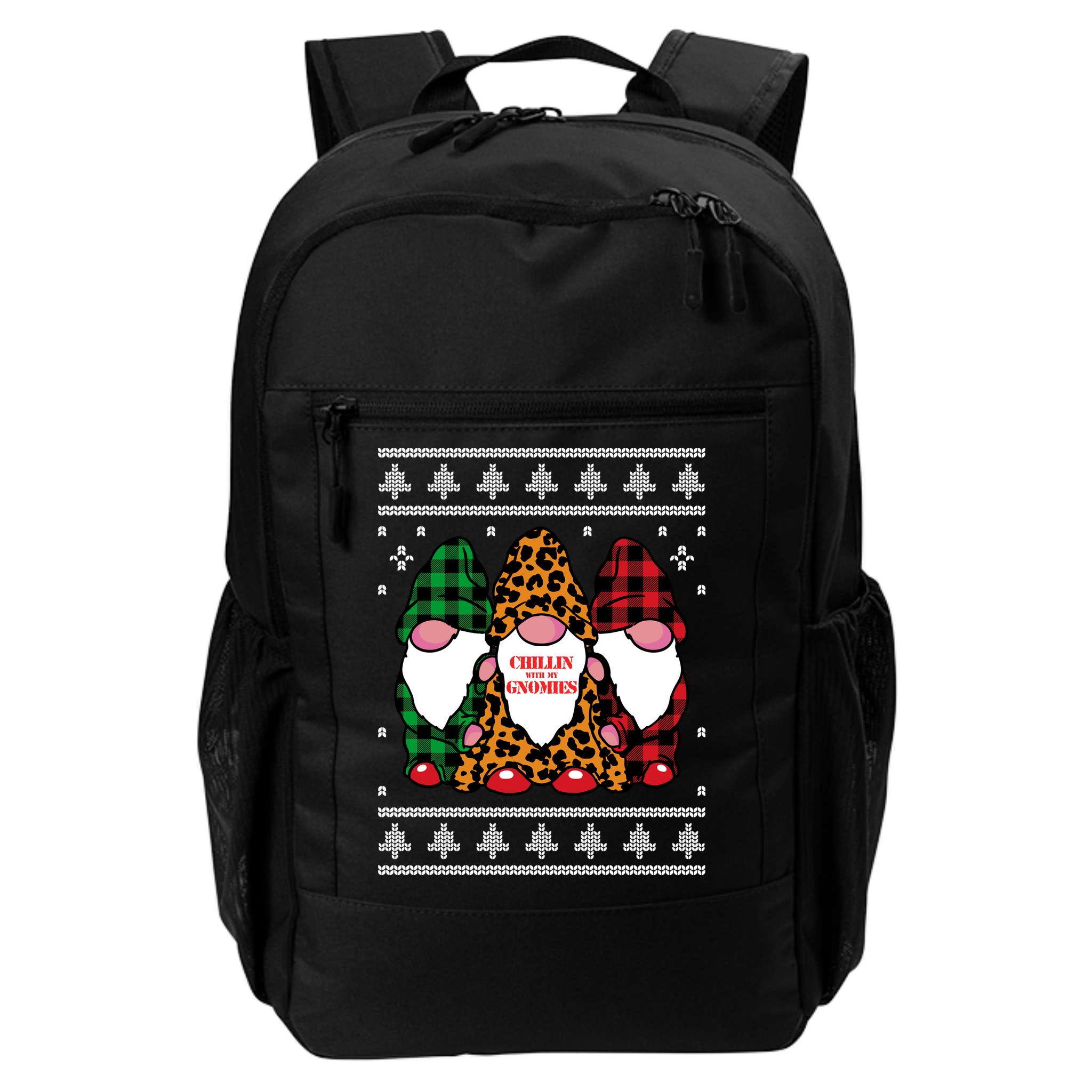 Chillin With My Gnomies Gnomes In Pajamas Ugly Christmas Backpack