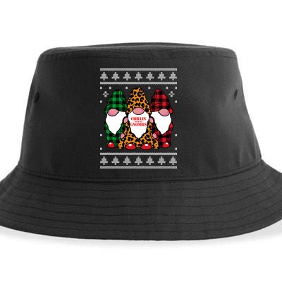 Chillin With My Gnomies Gnomes In Pajamas Ugly Christmas Sustainable Bucket Hat