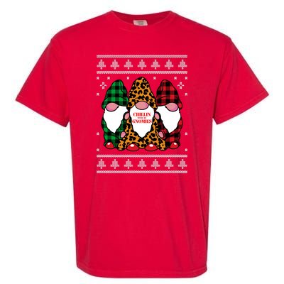 Chillin With My Gnomies Gnomes In Pajamas Ugly Christmas Garment-Dyed Heavyweight T-Shirt