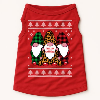 Chillin With My Gnomies Gnomes In Pajamas Ugly Christmas Doggie Tank