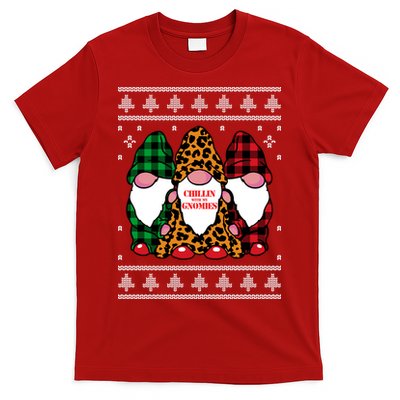 Chillin With My Gnomies Gnomes In Pajamas Ugly Christmas T-Shirt
