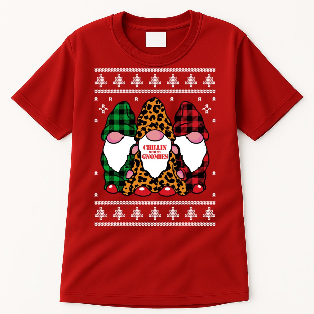 Chillin With My Gnomies Gnomes In Pajamas Ugly Christmas Tall T-Shirt