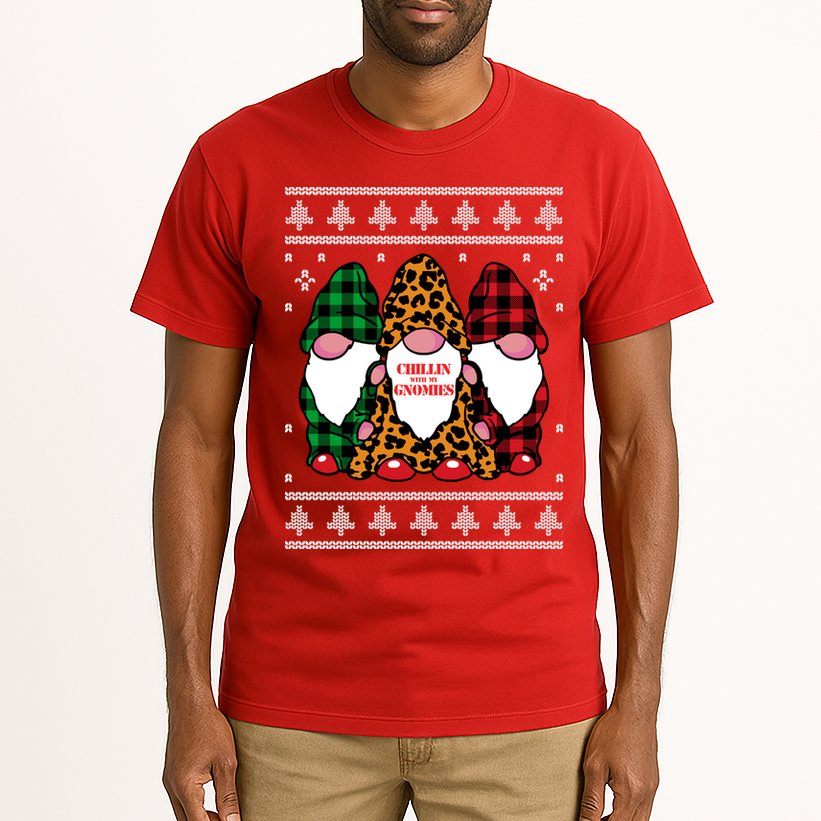 Chillin With My Gnomies Gnomes In Pajamas Ugly Christmas Tall T-Shirt