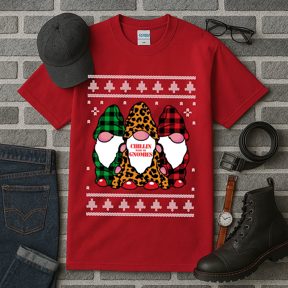 Chillin With My Gnomies Gnomes In Pajamas Ugly Christmas Tall T-Shirt