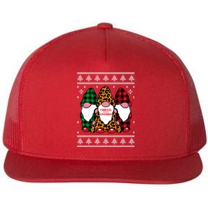 Chillin With My Gnomies Gnomes In Pajamas Ugly Christmas Flat Bill Trucker Hat