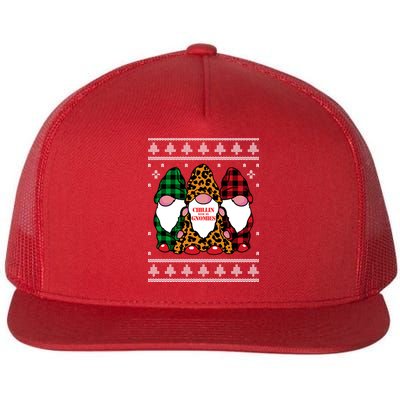 Chillin With My Gnomies Gnomes In Pajamas Ugly Christmas Flatbill Hat
