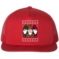 Chillin With My Gnomies Gnomes In Pajamas Ugly Christmas Flat Bill Trucker Hat