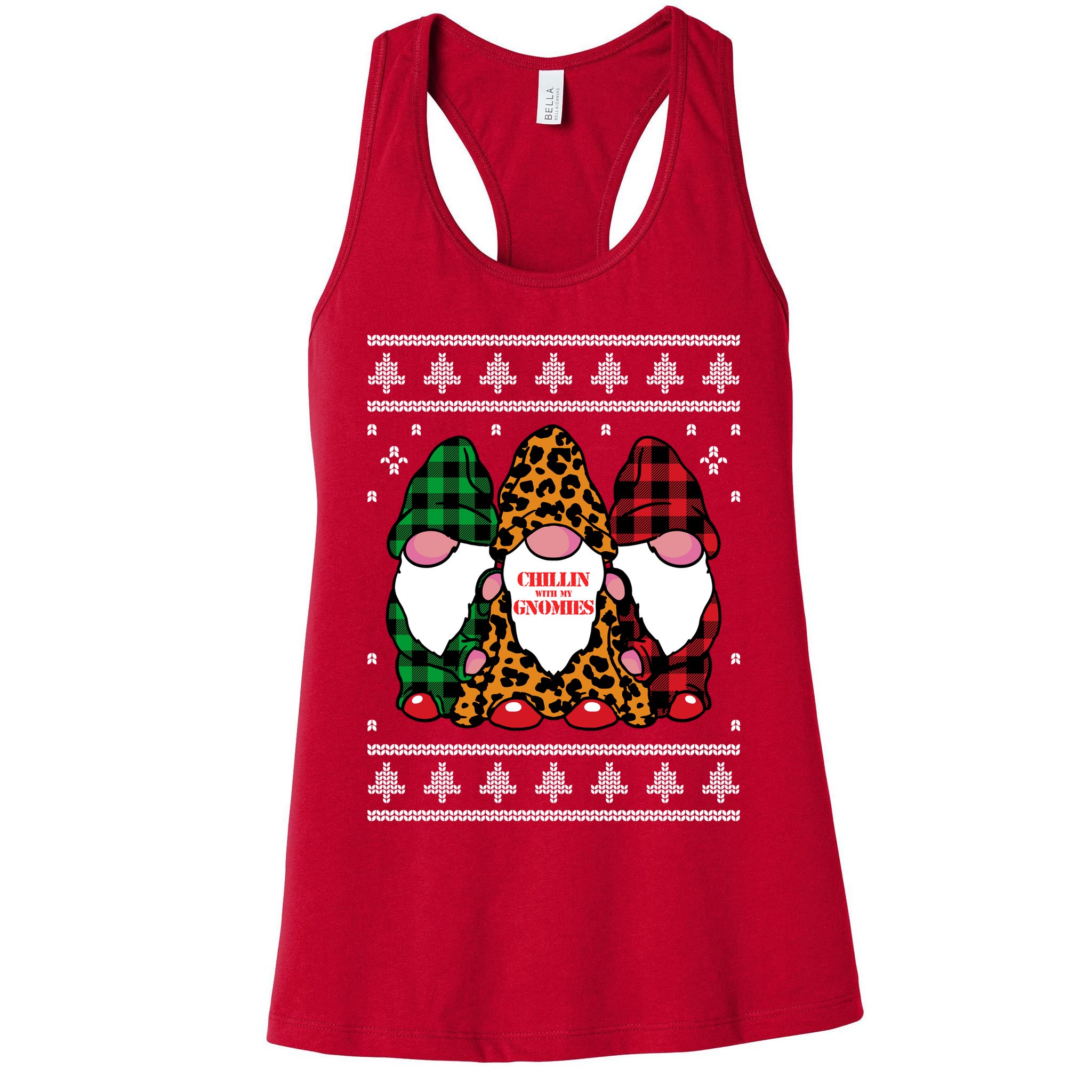 Chillin With My Gnomies Gnomes In Pajamas Ugly Christmas Womens Tank Top