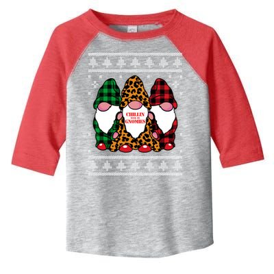 Chillin With My Gnomies Gnomes In Pajamas Ugly Christmas Toddler Fine Jersey T-Shirt