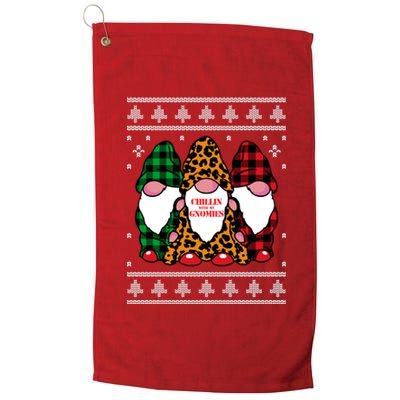 Chillin With My Gnomies Gnomes In Pajamas Ugly Christmas Platinum Collection Golf Towel