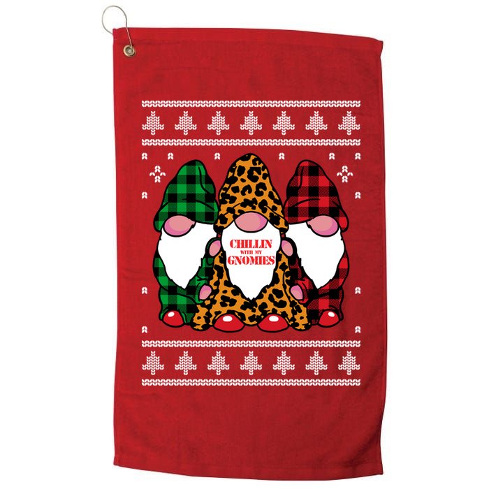 Chillin With My Gnomies Gnomes In Pajamas Ugly Christmas Golf Towel