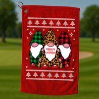 Chillin With My Gnomies Gnomes In Pajamas Ugly Christmas Golf Towel