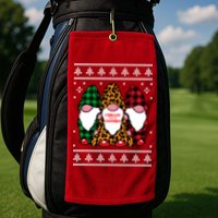Chillin With My Gnomies Gnomes In Pajamas Ugly Christmas Golf Towel