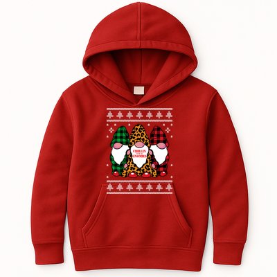 Chillin With My Gnomies Gnomes In Pajamas Ugly Christmas Kids Hoodie