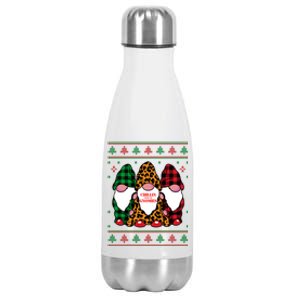 Chillin With My Gnomies Gnomes In Pajamas Ugly Christmas Stainless Steel Insulated Water Bottle