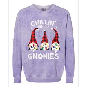 Chillin With My Gnomies Funny Gnome Christmas Pamajas Family Cute Colorblast Crewneck Sweatshirt