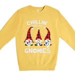 Chillin With My Gnomies Funny Gnome Christmas Pamajas Family Cute Premium Crewneck Sweatshirt