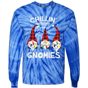 Chillin With My Gnomies Funny Gnome Christmas Pamajas Family Cute Tie-Dye Long Sleeve Shirt