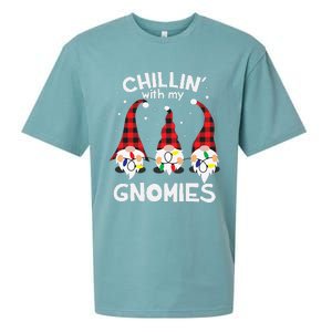 Chillin With My Gnomies Funny Gnome Christmas Pamajas Family Cute Sueded Cloud Jersey T-Shirt